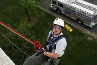  John Stroup, rapelling. Rescue 7 in the Background